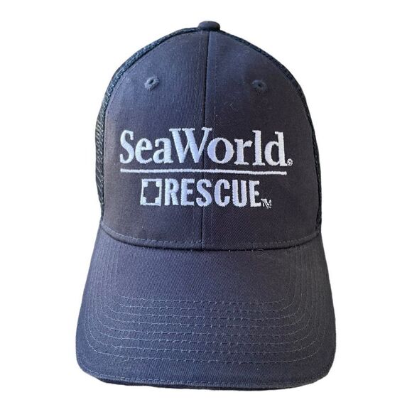 Sea World Rescue Snap Back Hat Cap Shamu Blue Mesh Lifeguard animal - Picture 1 of 5